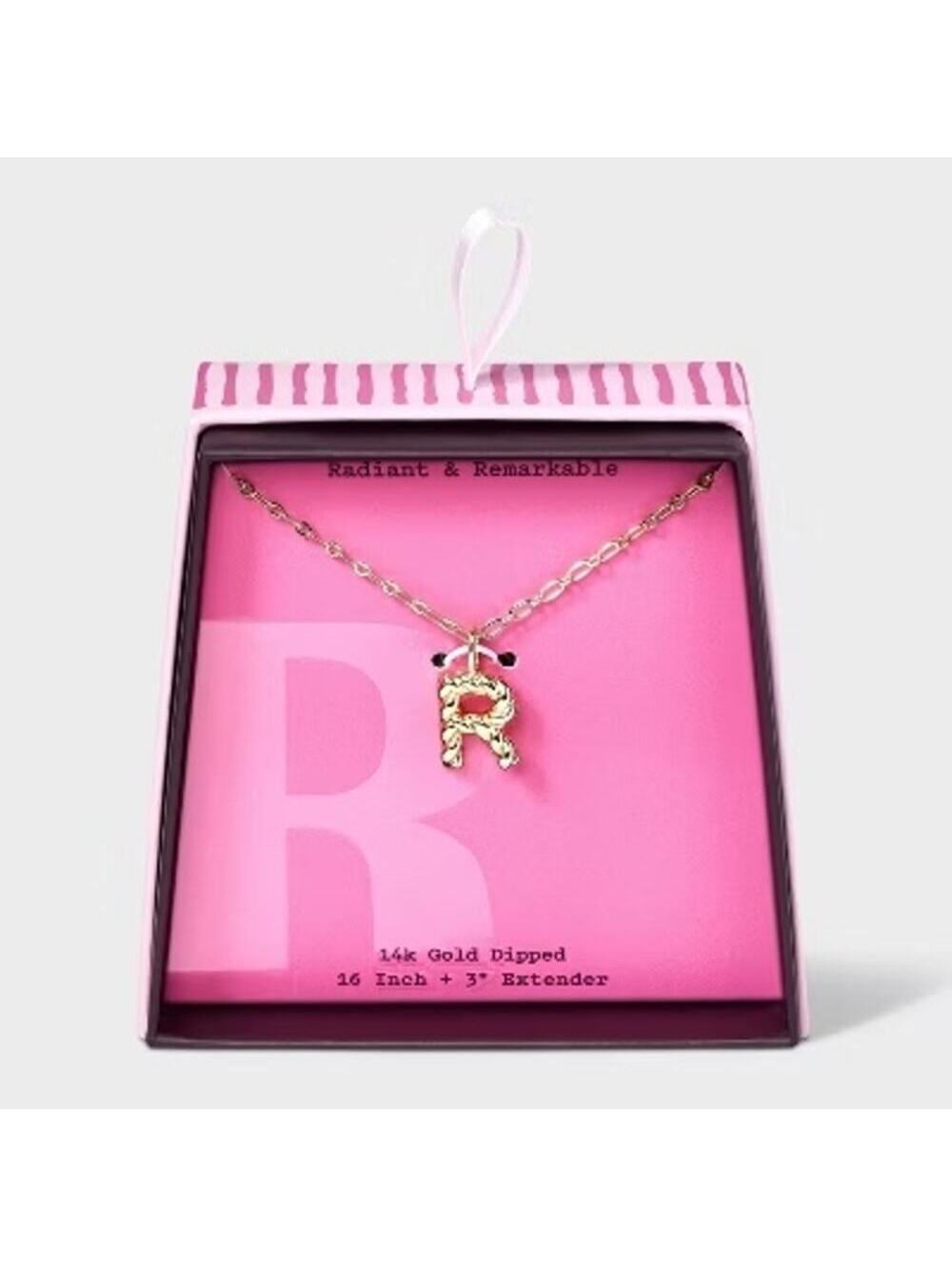 A New Day NWT 14K Gold Dipped Twisted Bubble Initial Necklace "R"
